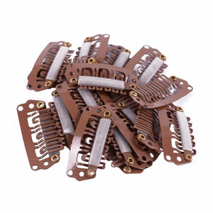 100pcs 28mm U-Shaped Hair Extension Snap Clips with Silicone Back for Wigs & Weave Accessories