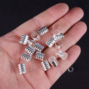 100pcs Adjustable Dreadlock Beads 10x8mm Silver/Gold Hair Braid Cuff Clips Aluminium Tube Styling Tool