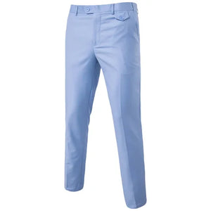 Men's Solid Color Slim Fit Business Pants – Casual Office & Wedding Trousers, Large Size 6XL
