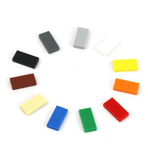 100-Pack 1x2 Flat Tile Bricks Compatible with Major Building Sets