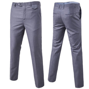 Men's Solid Color Slim Fit Business Pants – Casual Office & Wedding Trousers, Large Size 6XL
