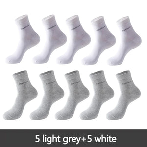 10 Pairs Bamboo Fiber Men's Crew Socks, Casual & Business, Antibacterial, Breathable, High Quality