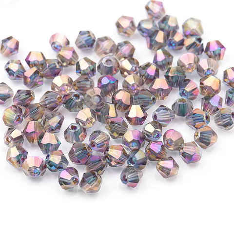 4mm Shiny Half-Plated Bicone Glass Beads for Jewelry Making, Crystal Beads 120pcs