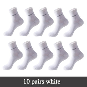 10 Pairs Bamboo Fiber Men's Crew Socks, Casual & Business, Antibacterial, Breathable, High Quality
