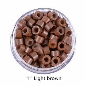 100pcs 5x3mm Silicone Lined Micro Crimp Beads for Hair Extensions Tools