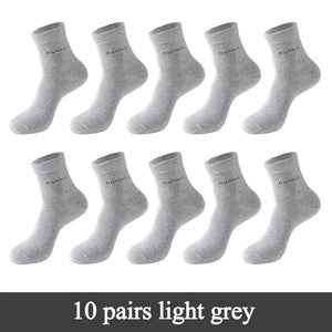 10 Pairs Bamboo Fiber Men's Crew Socks, Casual & Business, Antibacterial, Breathable, High Quality