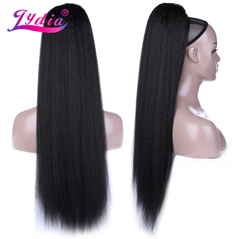 30" Kinky Straight Drawstring Ponytail Hair Extension with Combs - Synthetic, All Colors