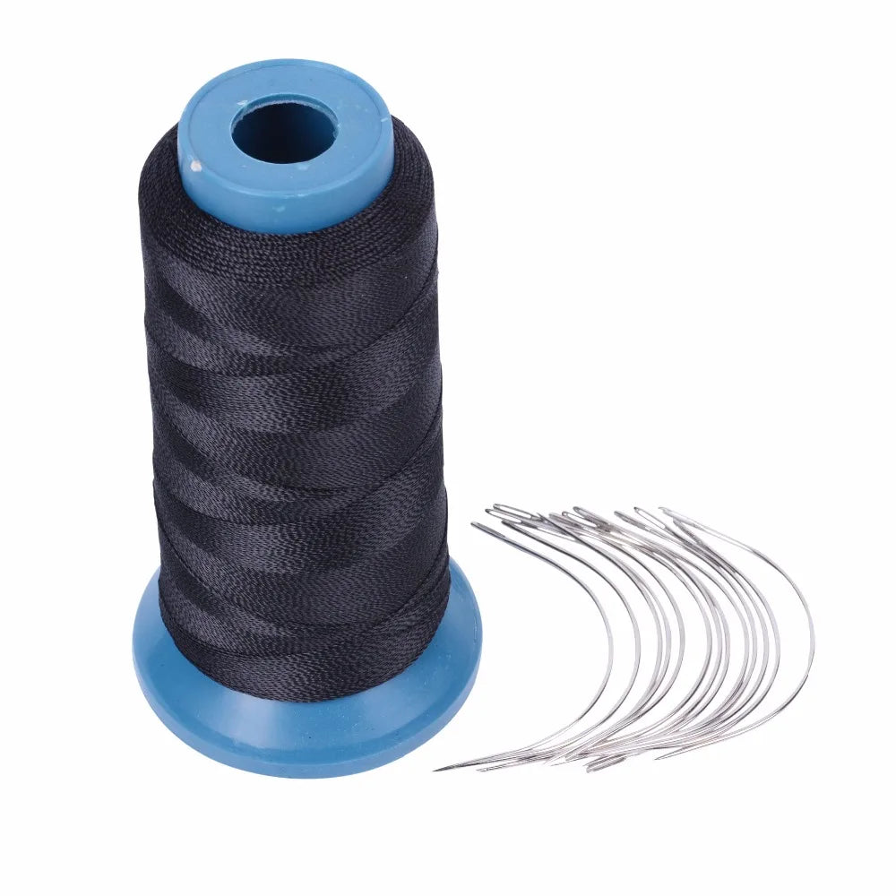 Polyamide Hair Weaving Thread 10 Colors, 1 Roll with 12pcs 9cm Curved ...