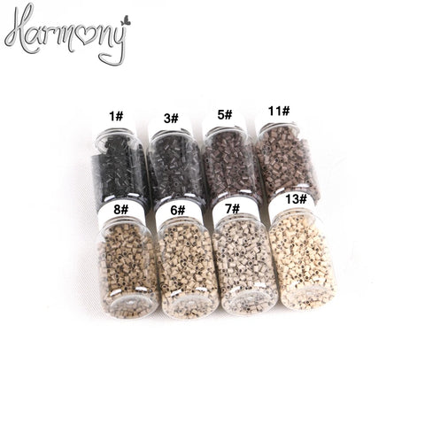 1000pcs Micro Copper Rings for I Tip Hair Extensions, 8 Colors, 4.5mm Beads Mini Hair Links