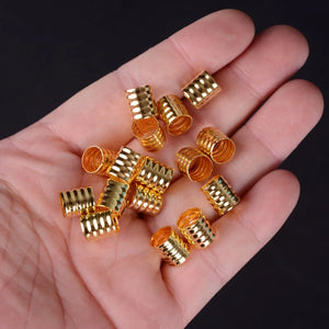 100pcs Adjustable Dreadlock Beads 10x8mm Silver/Gold Hair Braid Cuff Clips Aluminium Tube Styling Tool