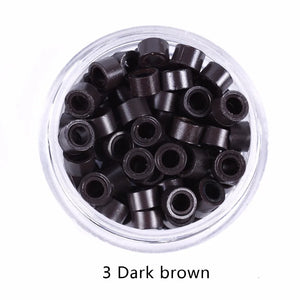 100pcs 5x3mm Silicone Lined Micro Crimp Beads for Hair Extensions Tools