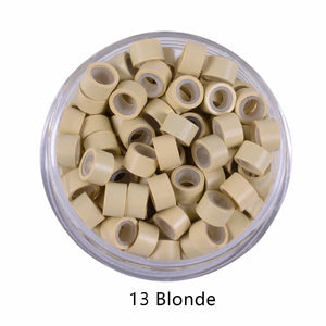 100pcs 5x3mm Silicone Lined Micro Crimp Beads for Hair Extensions Tools