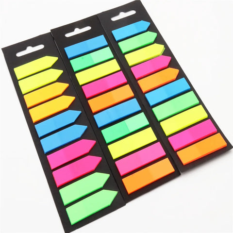200 Fluorescent Sticky Notes Sheets: Self-Adhesive Memo Pad, Bookmark & Marker for Students and Office