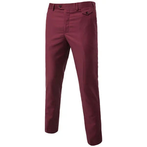Men's Solid Color Slim Fit Business Pants – Casual Office & Wedding Trousers, Large Size 6XL
