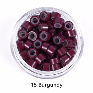 100pcs 5x3mm Silicone Lined Micro Crimp Beads for Hair Extensions Tools