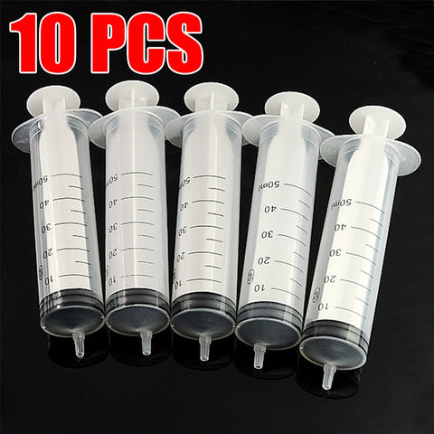 10-Pack Disposable Syringe Kit 1-50ml for Pet Care, Feeding, Glue Uses