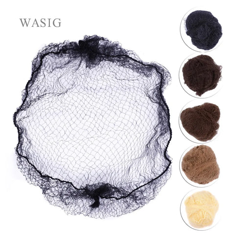 50 Pack Nylon Hair Nets in Black, Brown, Coffee - Invisible Elastic Five-Color Mix