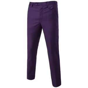 Men's Solid Color Slim Fit Business Pants – Casual Office & Wedding Trousers, Large Size 6XL