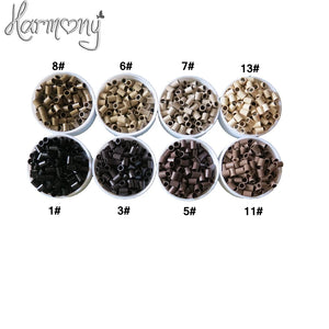 1000pcs Micro Copper Rings for I Tip Hair Extensions, 8 Colors, 4.5mm Beads Mini Hair Links