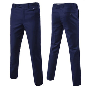 Men's Solid Color Slim Fit Business Pants – Casual Office & Wedding Trousers, Large Size 6XL