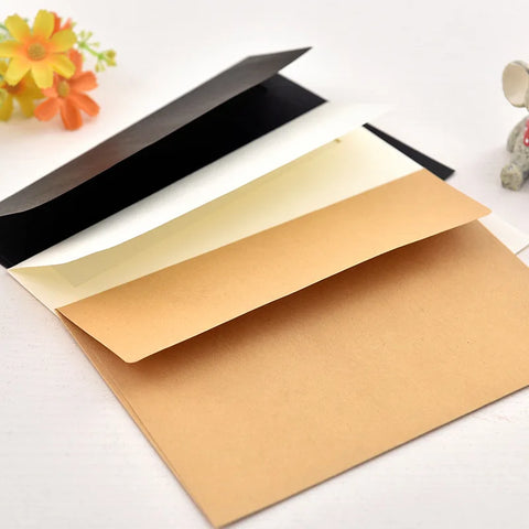 10-Pack Kraft White Ivory & Black Stationery Envelopes 17.5x12.5cm Message Card Letter Storage Paper