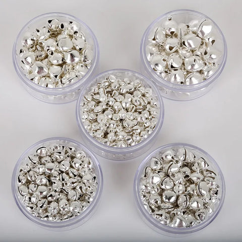 Bulk Silver Jingle Bells 6-14mm for Crafts & Holiday Decorations