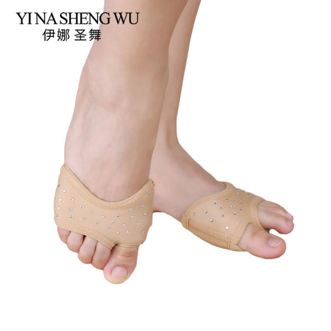 Belly Dance Rhinestone Foot Pads for Women - Nude Toe Protectors (1 Pair)