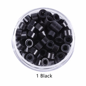 100pcs 5x3mm Silicone Lined Micro Crimp Beads for Hair Extensions Tools