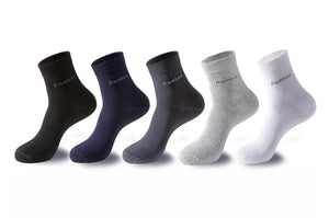 10 Pairs Bamboo Fiber Men's Crew Socks, Casual & Business, Antibacterial, Breathable, High Quality