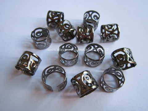 100pcs Dreadlock Beads Clips 10/8.5mm Gun Black Adjustable Micro Rings DIY Hair Accessories