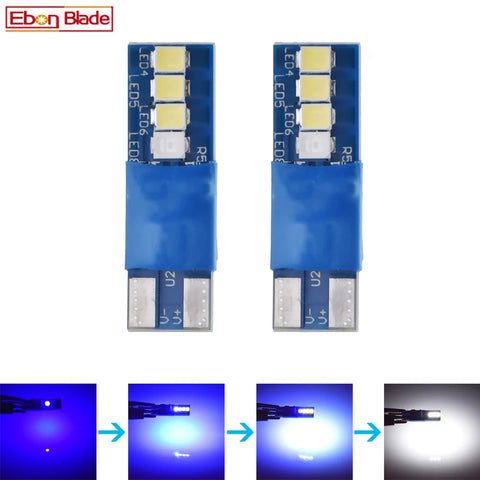 2x T10 5W5 LED Car Bulb Blue to White 194 168 Interior Dome Map Light 3030 8SMD 12V