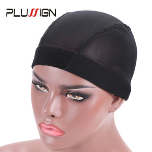 1 Piece Stretch Hairnet Mesh Dome Wig Cap Black Weaving with Elastic Band for Wig Making Sizes S M L
