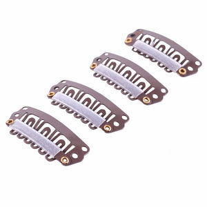 100pcs 28mm U-Shaped Hair Extension Snap Clips with Silicone Back for Wigs & Weave Accessories
