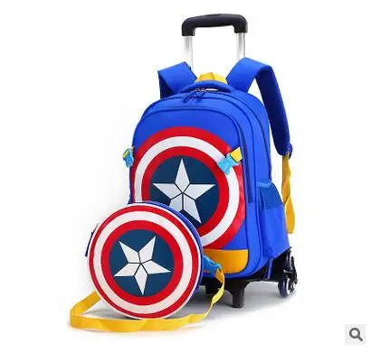 Boys' Trolley Backpack with Wheels - Kids' Rolling School Bag