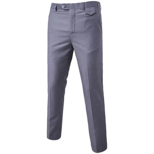 Men's Solid Color Slim Fit Business Pants – Casual Office & Wedding Trousers, Large Size 6XL