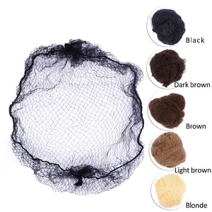100pcs Brown Nylon Hair Nets for Dance Recitals, Bun Covers & Hair Weaving Caps