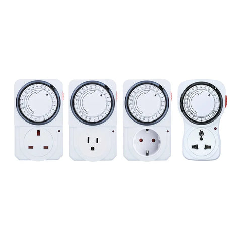 24-Hour Mechanical Timer Switch Socket, 230V, 3500W, 16A, Universal Plug EU/UK/US