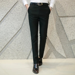 Men's Solid Color Slim Fit Business Pants – Casual Office & Wedding Trousers, Large Size 6XL