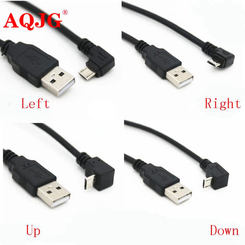 30cm USB 2.0 A Male to 90° Angle Micro USB Cable - Left/Right Adapter Data Cord