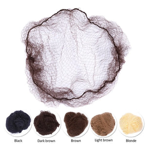100pcs Brown Nylon Hair Nets for Dance Recitals, Bun Covers & Hair Weaving Caps