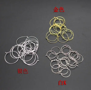 100pcs Round Loop Earring Blanks: 20-35mm Iron Wire Hoops for DIY Jewelry Making
