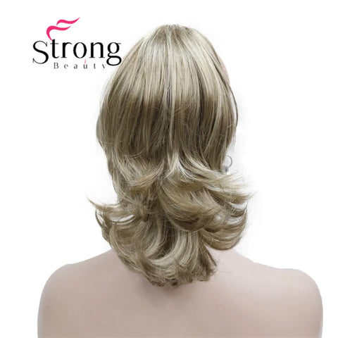 12" Wavy Clip-In Ponytail Extension, Blonde Synthetic Hairpiece, Claw Attachment