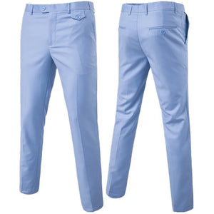 Men's Solid Color Slim Fit Business Pants – Casual Office & Wedding Trousers, Large Size 6XL
