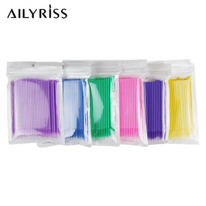 100-Pack Disposable Micro Brushes for Eyelash Extensions & Makeup Application