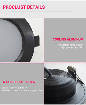 10-Pack LED Downlight Waterproof IP65 Black Shell 5W-18W Cold/Warm/Natural White Spot Lamp 220V/230V Indoor Lighting