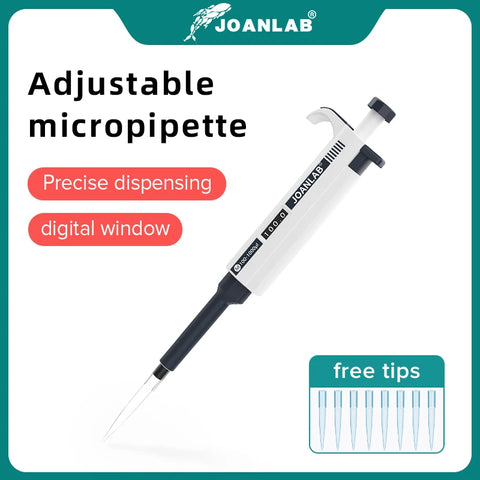 Adjustable Digital Micropipette with Tips - Single Channel Lab Equipment