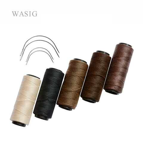 Hair Weaving Threads & C Curved Needles Set for Wig Making - 3/5 Rolls, 4 Needles