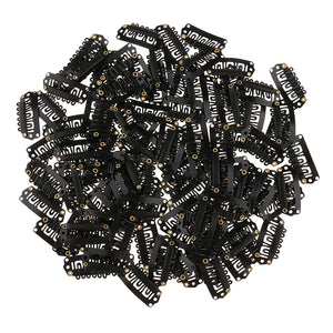 100pcs 28mm Metal Hair Snap Clips for Extensions, Wigs, Wefts, U-Shape Clip-on Hairpieces