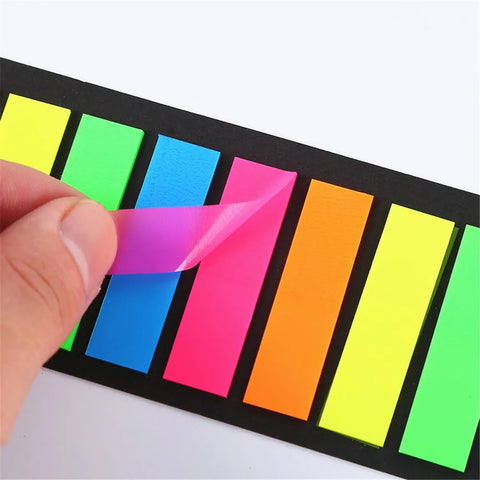 200 Sheets Fluorescent Sticky Notes Memo Pad Bookmark Stickers for Office School Stationery Supplies