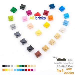 100pcs 1x1 Building Block Plates for Kids DIY Brick Sets STEM Learning Toy